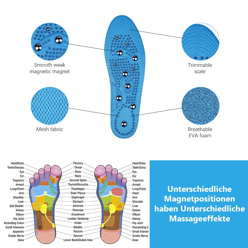 HANNEA Acupressure Insoles with Magnet Nubs for Men and Women | 1 Pair EU 35-40