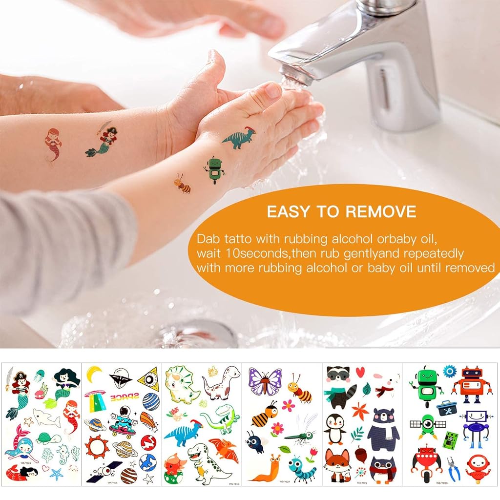 PATPAT® 12 Sheets Glow Temporary Cartoon Sticker for Kids Fake Tattoos Masquerade Luminous Tattoo Boys Girls Party Supplies Fun 24PCS
