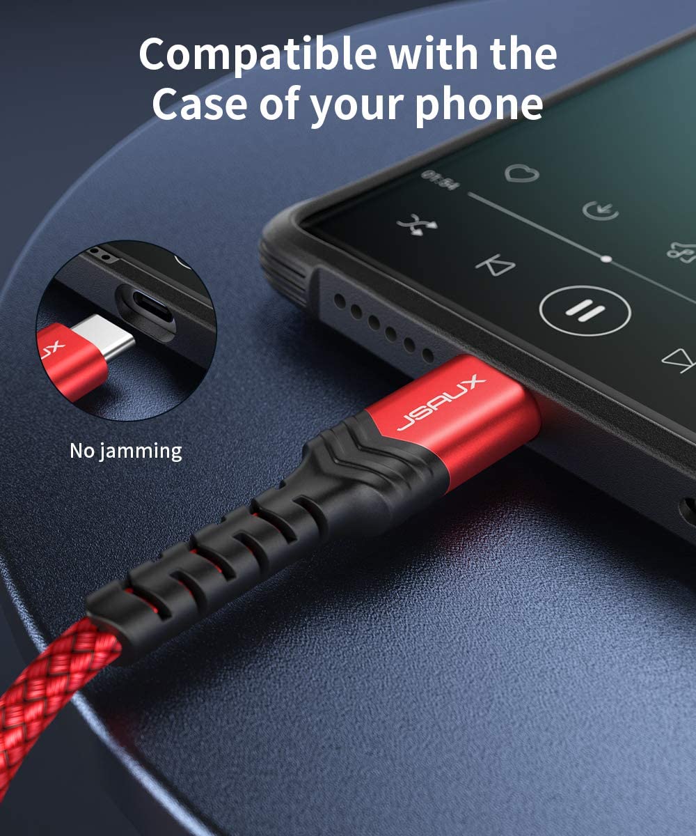 JSAUX USB C to 3.5mm Audio Cable for Car and Headphones 3.3ft with Smart DAC Chip | Nylon Braided