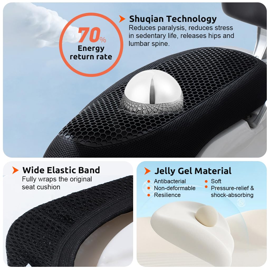 STHIRA Scooty Seat Cover 19.6x8.6 in with 3D Honeycomb Gel Cushion for Cool and Shock Absorbing Rides