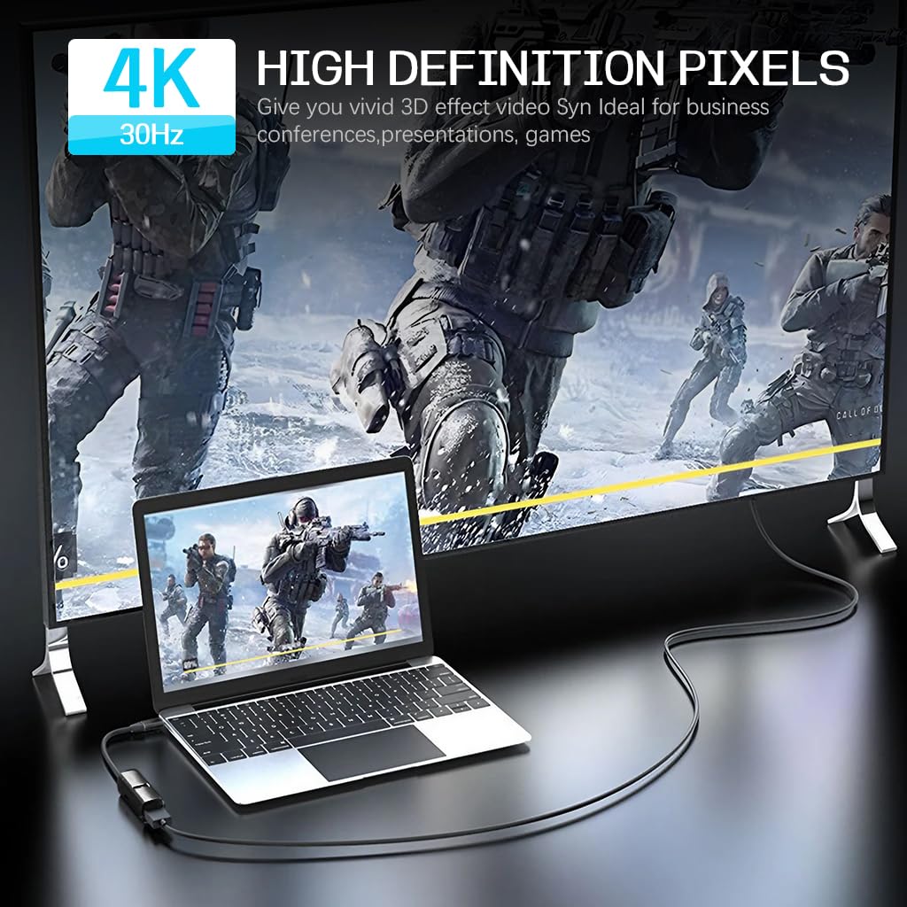 Verilux USB C Hub 3 in 1 for Laptop and Phone with 4K HDMI and 5Gbps Transfer | PD100W Charging