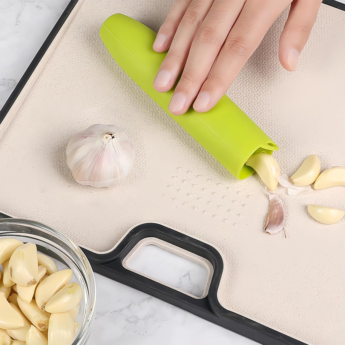 Supvox Garlic Peeler 3 Pack for Quick Skin Removal with Friction Pouch Design | Silicone Kitchen Tool
