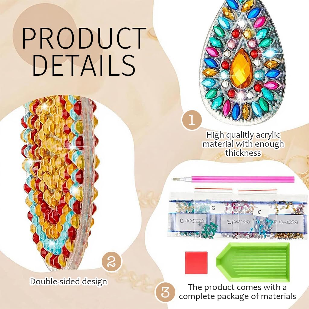 HASTHIP Diamond Painting Earrings Kit for Women with 4 Pairs Sparkling Fish Hook Designs | DIY Jewelry Gift Set