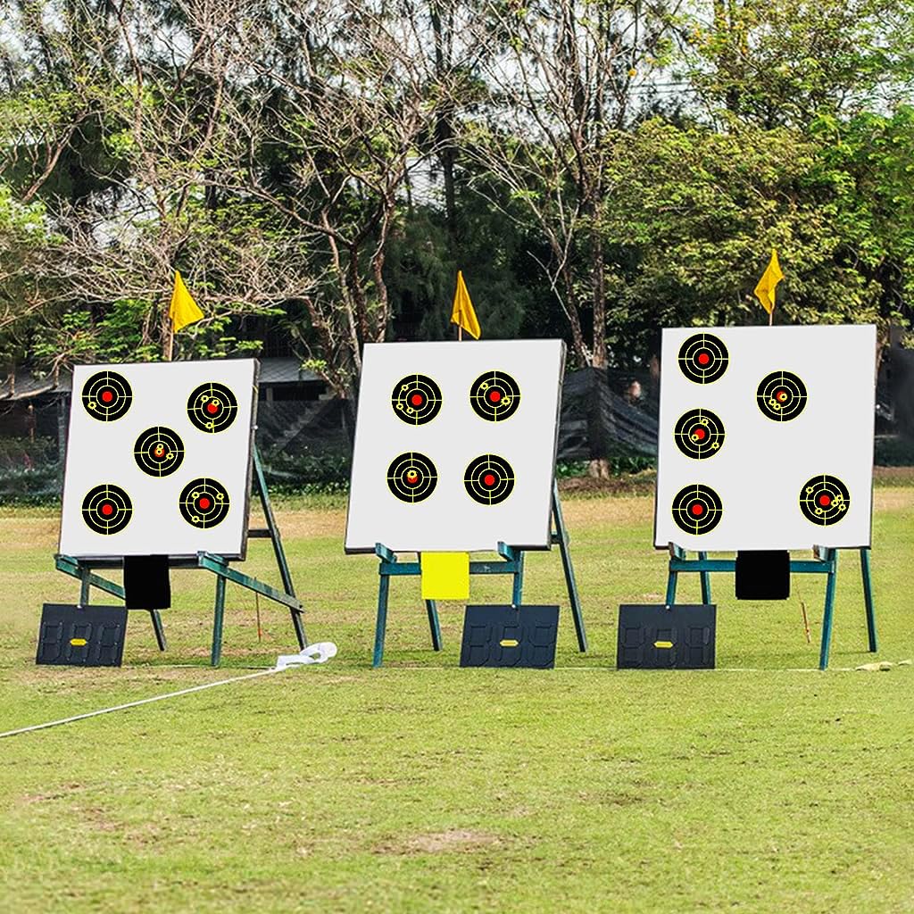 Optifit Shooting Target Stickers for Archery and Bow Training 100pcs 7.6×7.8 cm | Fluorescent Self Adhesive Bullseye