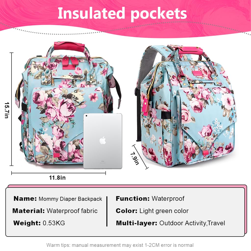 SNOWIE SOFT Diaper Bag Backpack Set of 4pcs for Travel with 11.8x9.0x15.7 in Large Capacity | Polyester Maternity Use