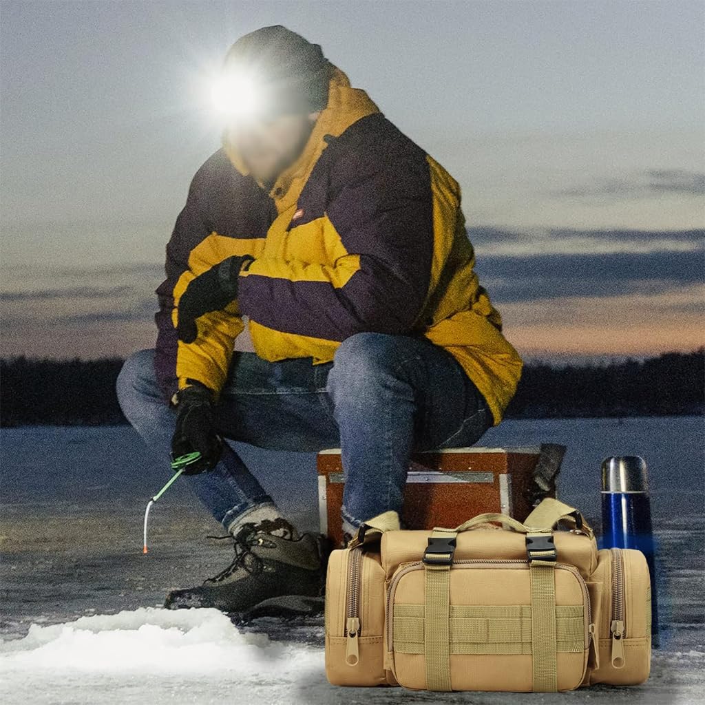 PROBEROS Military Duffel Waist Bag for Travel with Quick Release Strap and 35x14x18cm Storage | Oxford Cloth Khaki Style for Men and Women