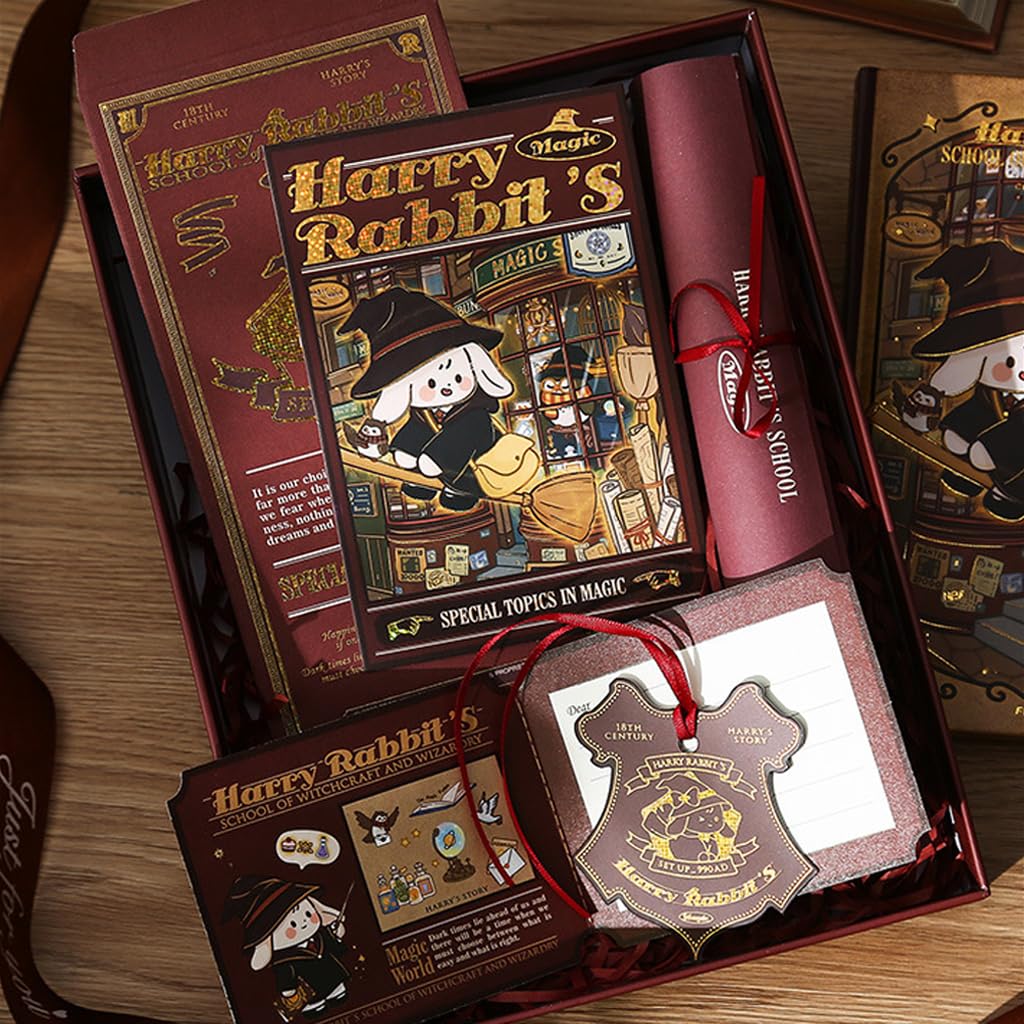 HASTHIP Scrapbooking Kit for Journaling and DIY Crafts featuring A5 13x18cm Hardcover Notebook | Wizard Rabbit Theme Gift Set