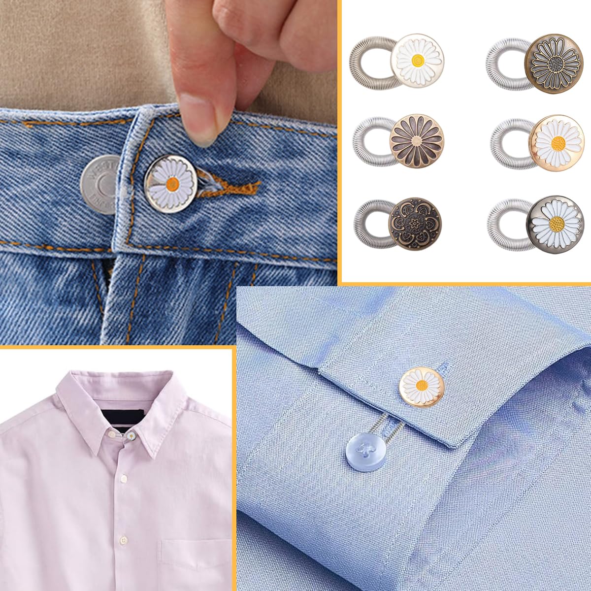 SANNIDHI Collar Extenders for Men Shirts featuring Elastic Neck Expansion 4Pcs Set | Dress Shirt Accessory
