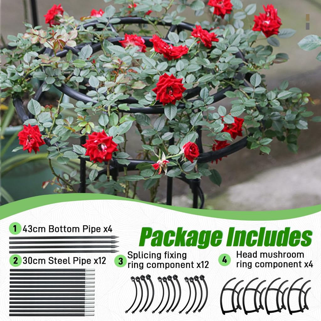 HASTHIP Upright Trellis for Climbing Plants with Cylindrical Hollow Roof | 135 cm Steel and PP Resin Garden Support