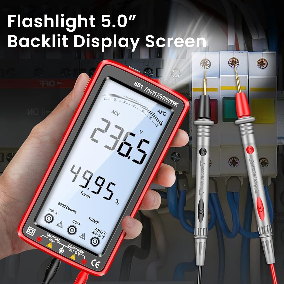 Serplex Digital Multimeter for Home and Auto Use with 6000 Counts & Non Contact Voltage | USB Rechargeable