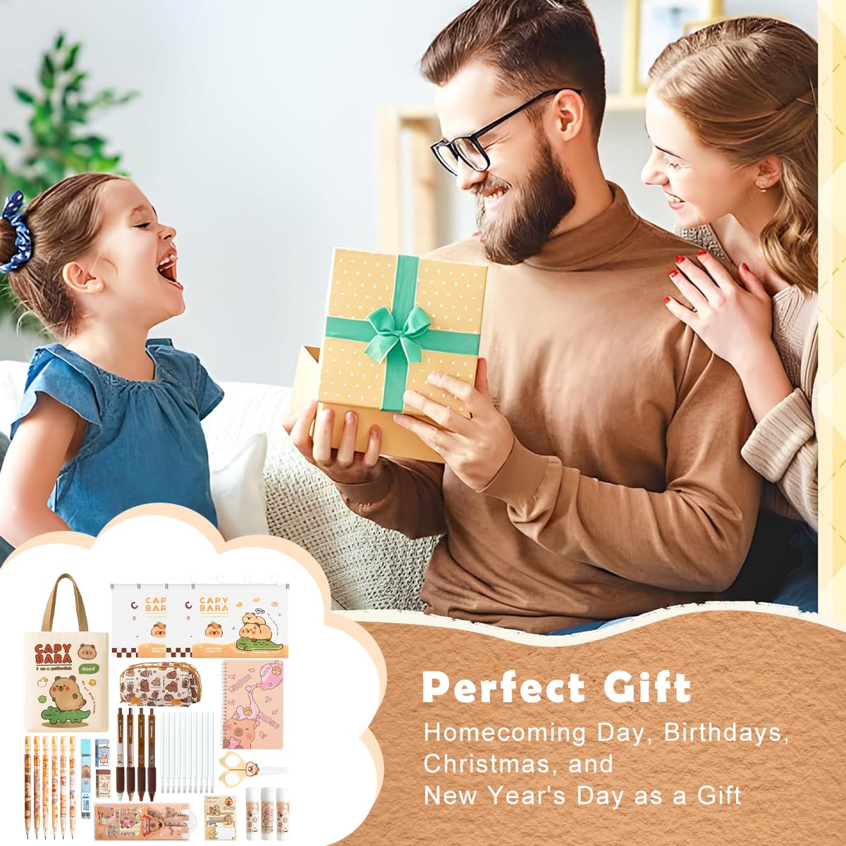 Climberty Capybara Cartoon Stationery Set for School and Gifts with A5 Coil Notebook | Cute Supplies for Girls