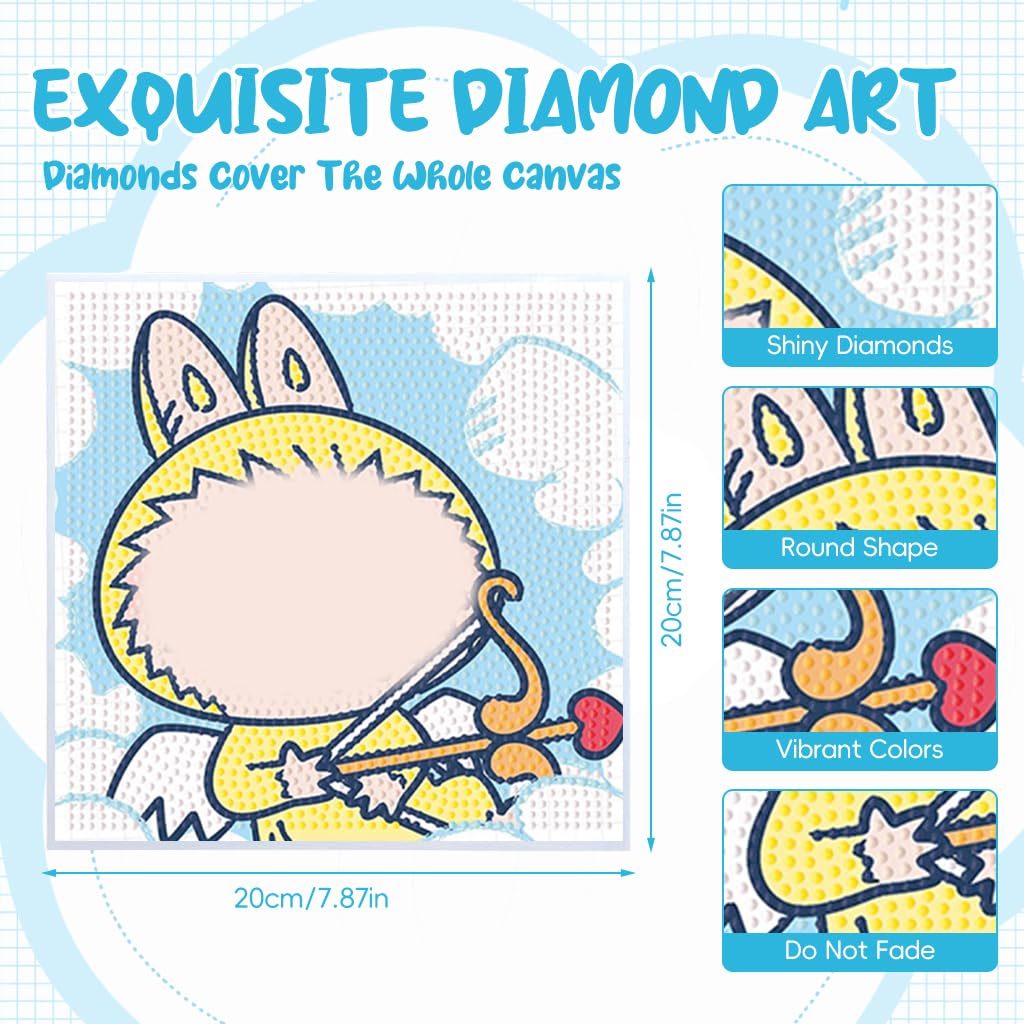 PATPAT DIY Cartoon Diamond Painting Kit with 20x20cm Wooden Frame for Kids & Adults | All Tools Included