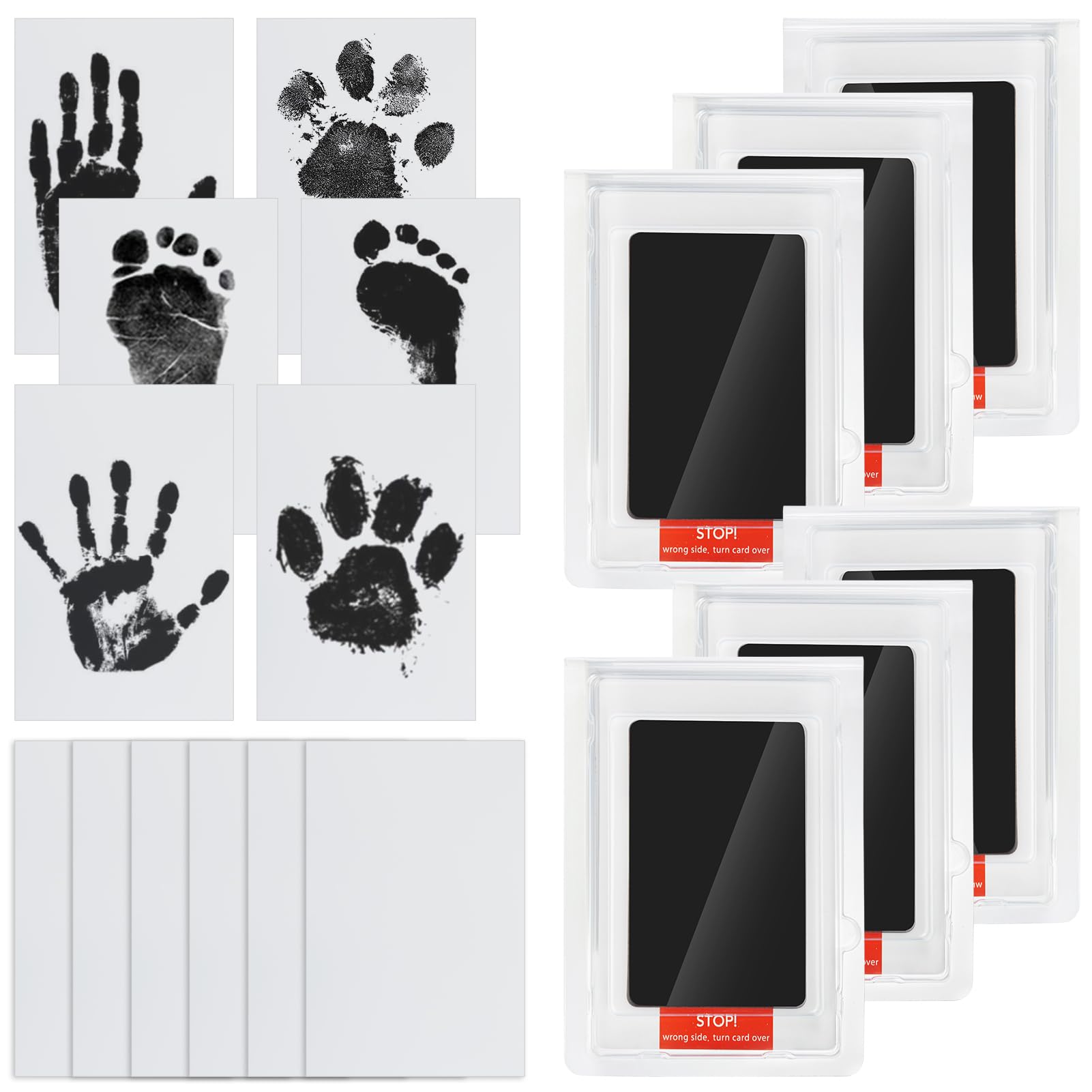 SNOWIE SOFT® 3Pcs Baby Handprint and Footprint Kit, Inkless Baby Pet Casting Kit with 6 Sheet Papers, Baby Milestone Newborn Imprint Kit