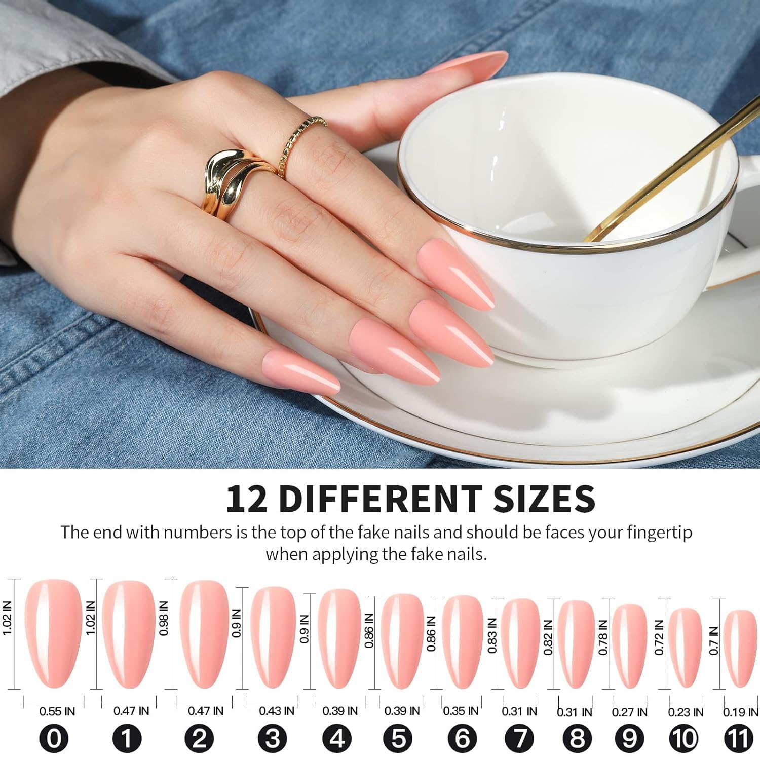 MAYCREATE® 12 Colors Press on Nails Almond, Press on Nails Glossy Stiletto Oval Colored Fake Nail Tips Full Cover Artificial Fingernails (Not include Glue)