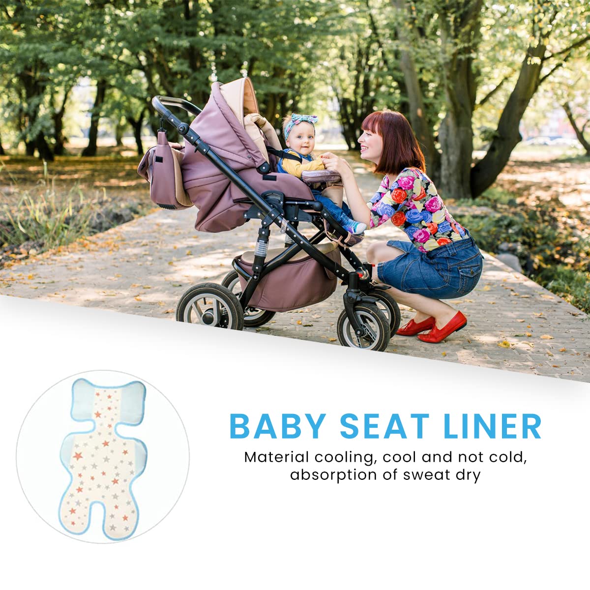 SNOWIE SOFT Baby Cool Cushion for Stroller and Car Seat featuring Dual Hook Design | Breathable Ice Silk Pad for 0–3 Year Olds