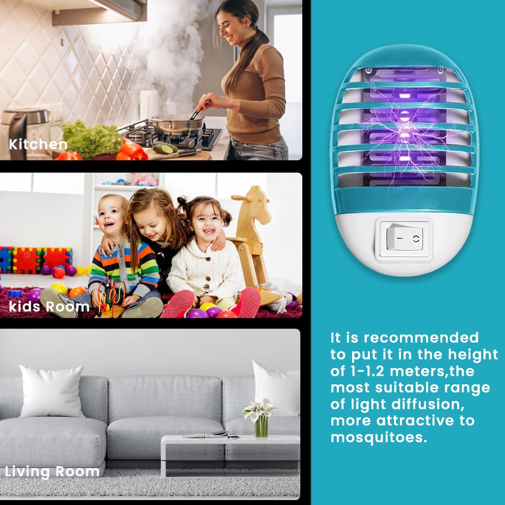 HASTHIP® 4pcs UV Mosquito Killer Lamp, Wall Outlet Plug and Play with Switch Indoor Mosquito Zapper for All Common Flies, Electronic Mosquito Killer for Bedroom, Kitchen