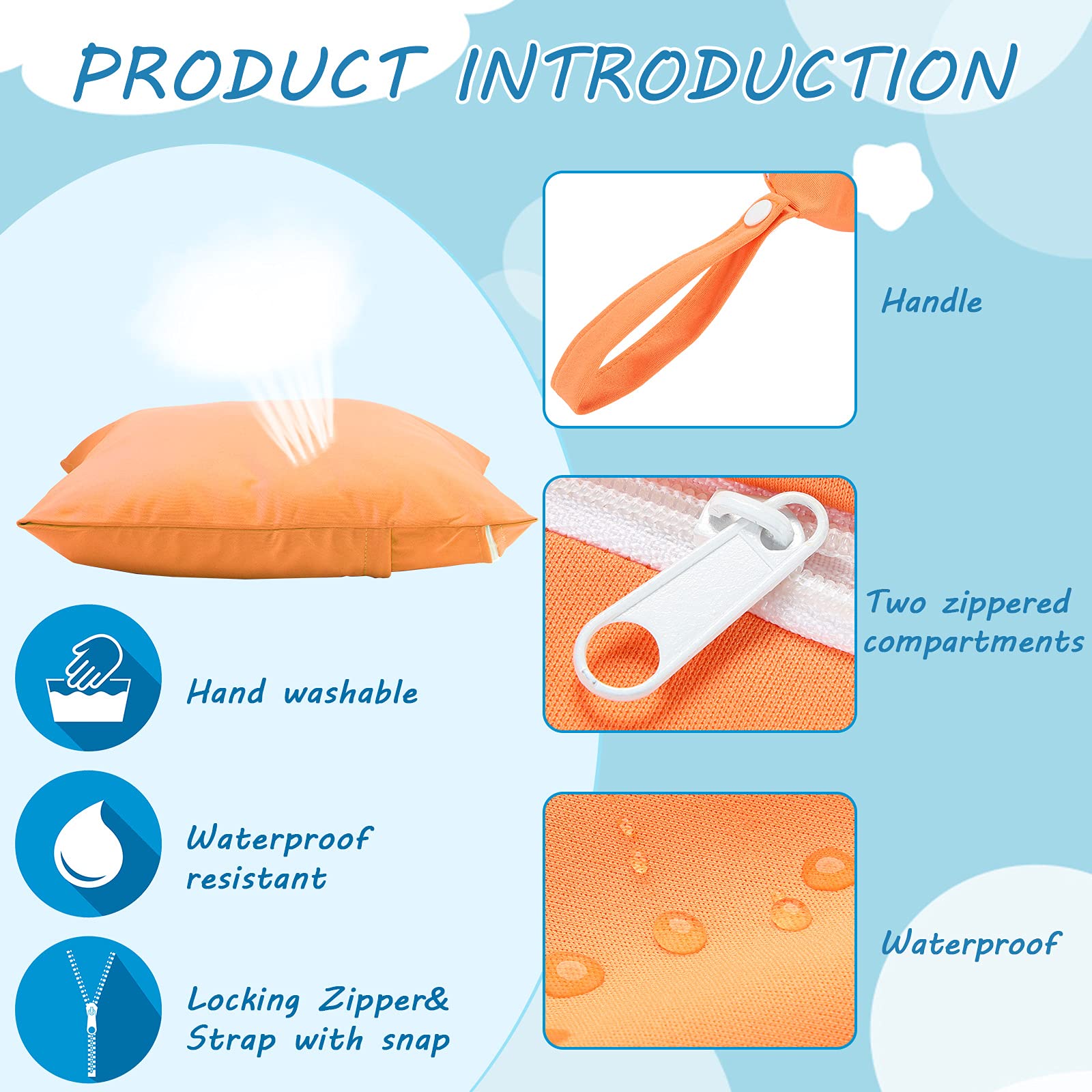 SNOWIE SOFT Baby Diaper Storage Pouches with Dual Zipper 30x36cm TPU Waterproof Silver | 2pcs