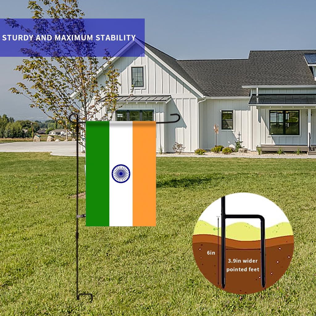 Optifit Flag Stand for Garden and Yard Decorations featuring 34.3 in Metal Rod and Anti Wind Clips
