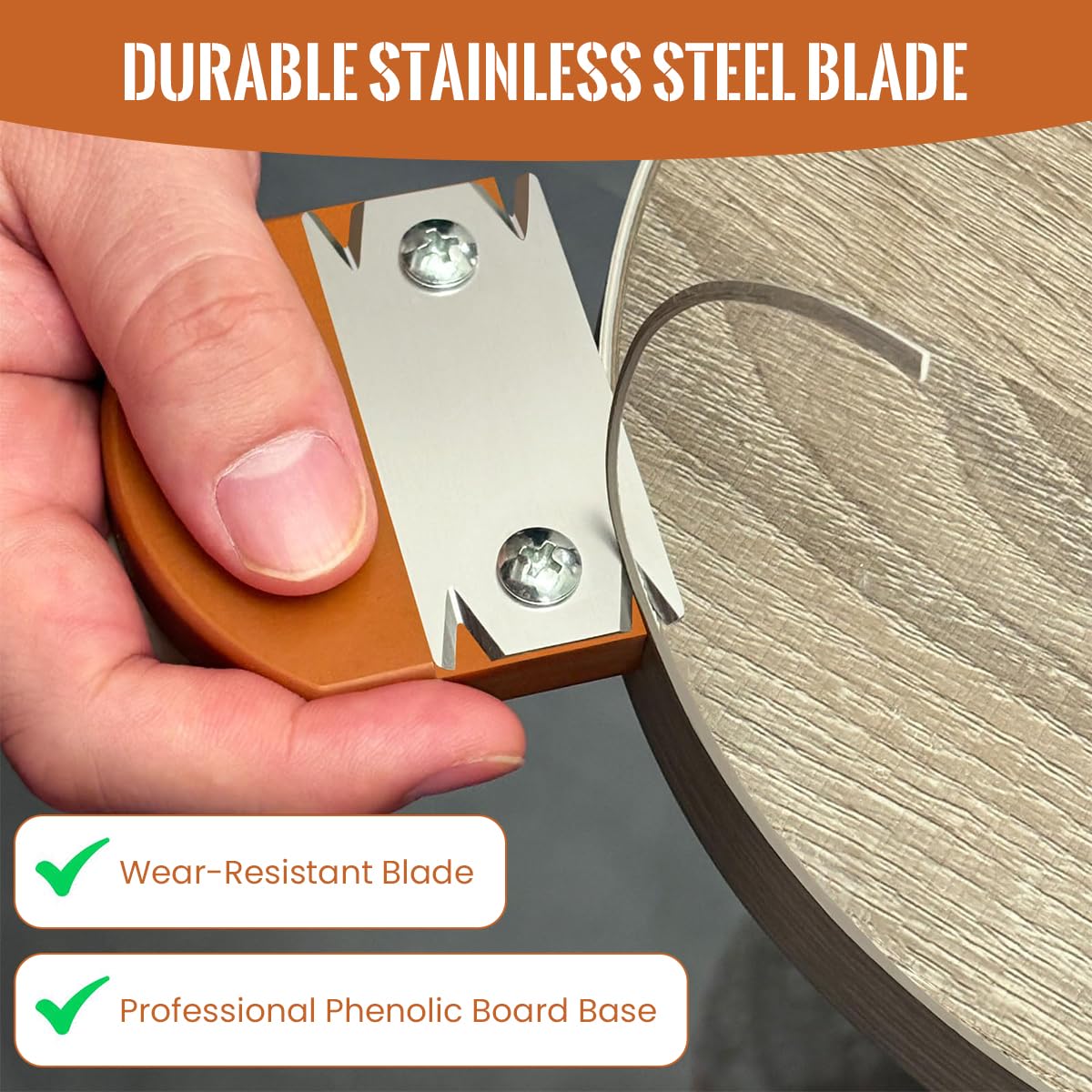 Serplex Woodworking Edge Trimmer with Dual-End Design and Ergonomic Wooden Handle | Stainless Steel Blade for Chamfering and Deburring