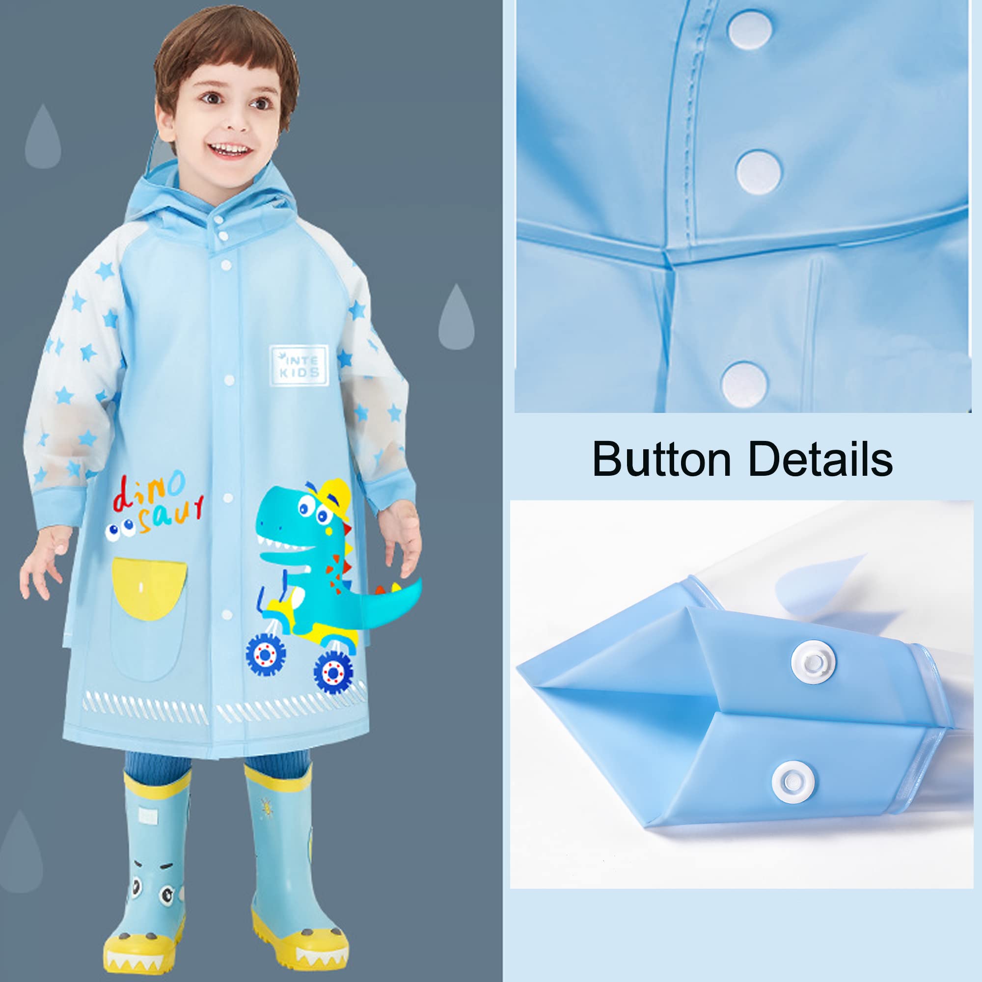 SNOWIE SOFT Kids Raincoats featuring Button Closure and Reflective Strips | 2 PCS L Size 4-6 Years