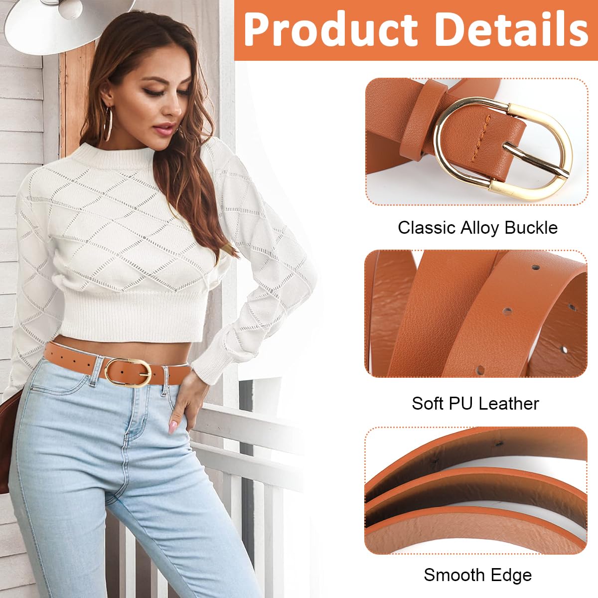 PALAY Waist Belt for Women featuring 40 in Adjustable Slim Fit with Gold Alloy Buckle | Brown PU Leather