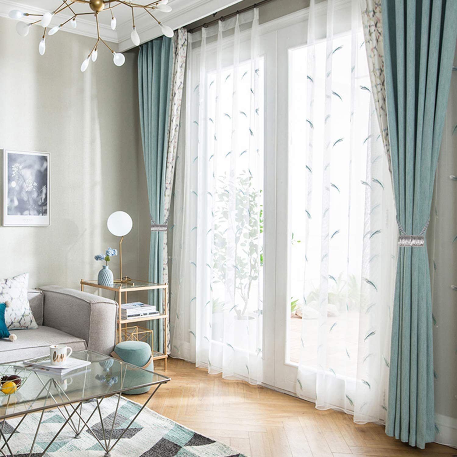 HASTHIP Curtain Tiebacks for Drapes with Strong Magnetic Closure 48cm Rope 2 Pack | Golden Polyester