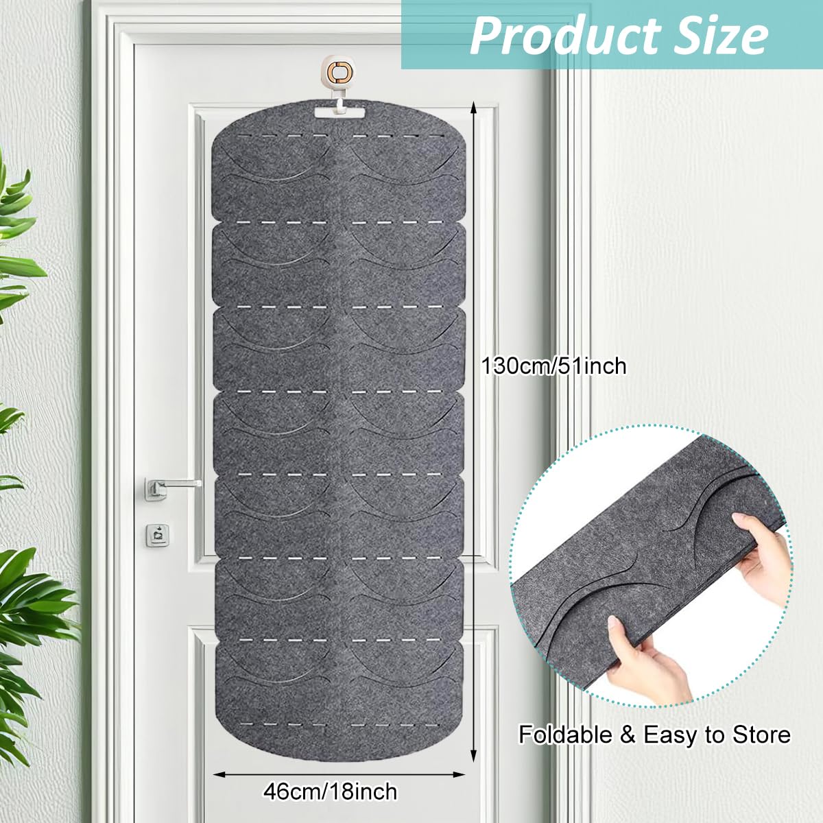 HASTHIP Nylon Hat Organizer for Baseball Caps with 14 Pockets featuring Easy‑Grab Layout | Grey Over Door Storage for Closet and Bedroom