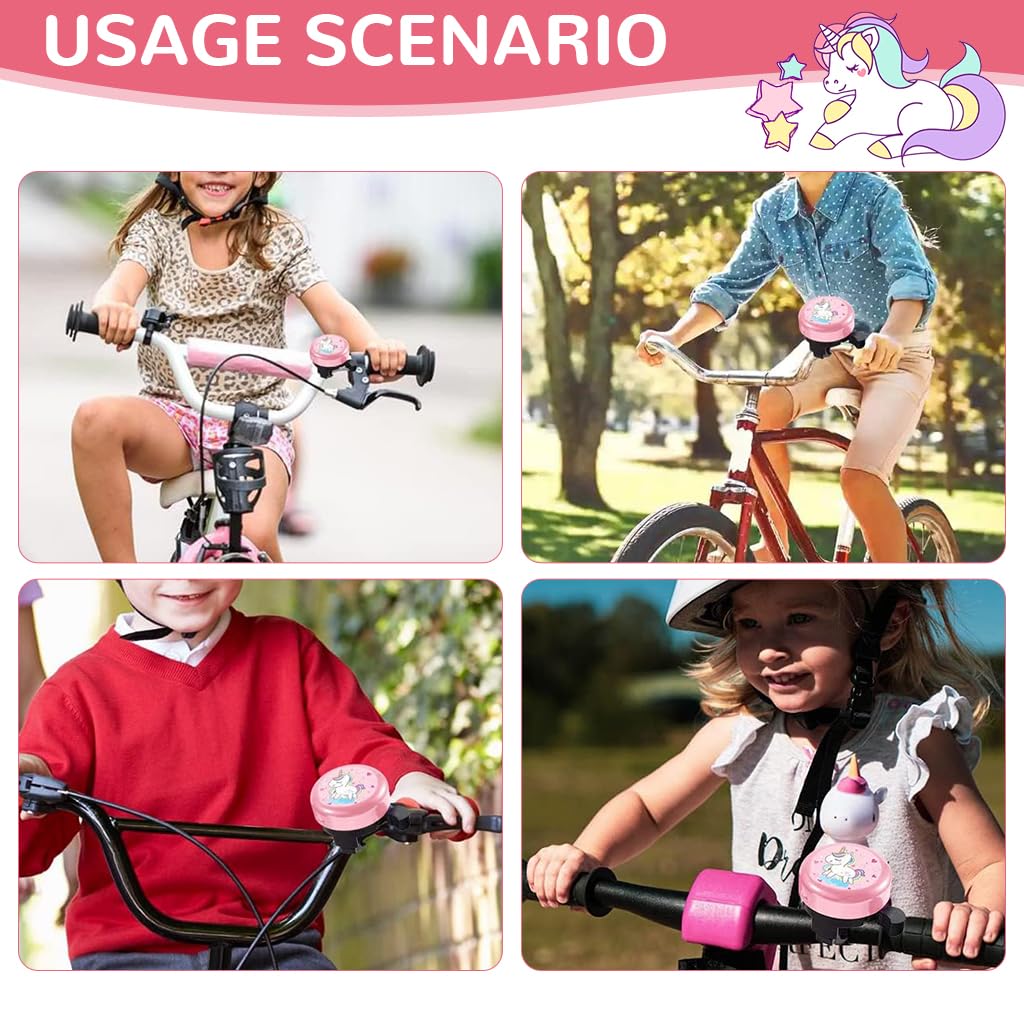 Proberos Kids Bicycle Bell for 22mm Tube featuring Pink Unicorn Steel Horn | 2PCS Set