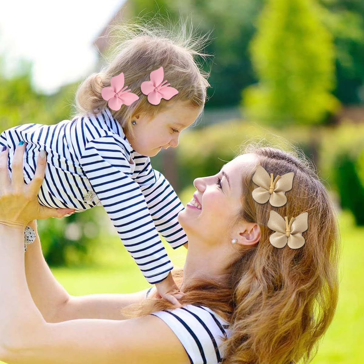 PALAY Girls Bow Hair Clips for Kids with Fully Lined Alligator Clips and PU Butterfly Bows | 10Pcs Set