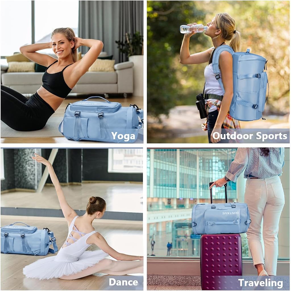 ZIBUYU Gym Bag for Workout and Travel featuring 30L Capacity with Shoe Compartment | Waterproof Oxford Cloth Blue Backpack