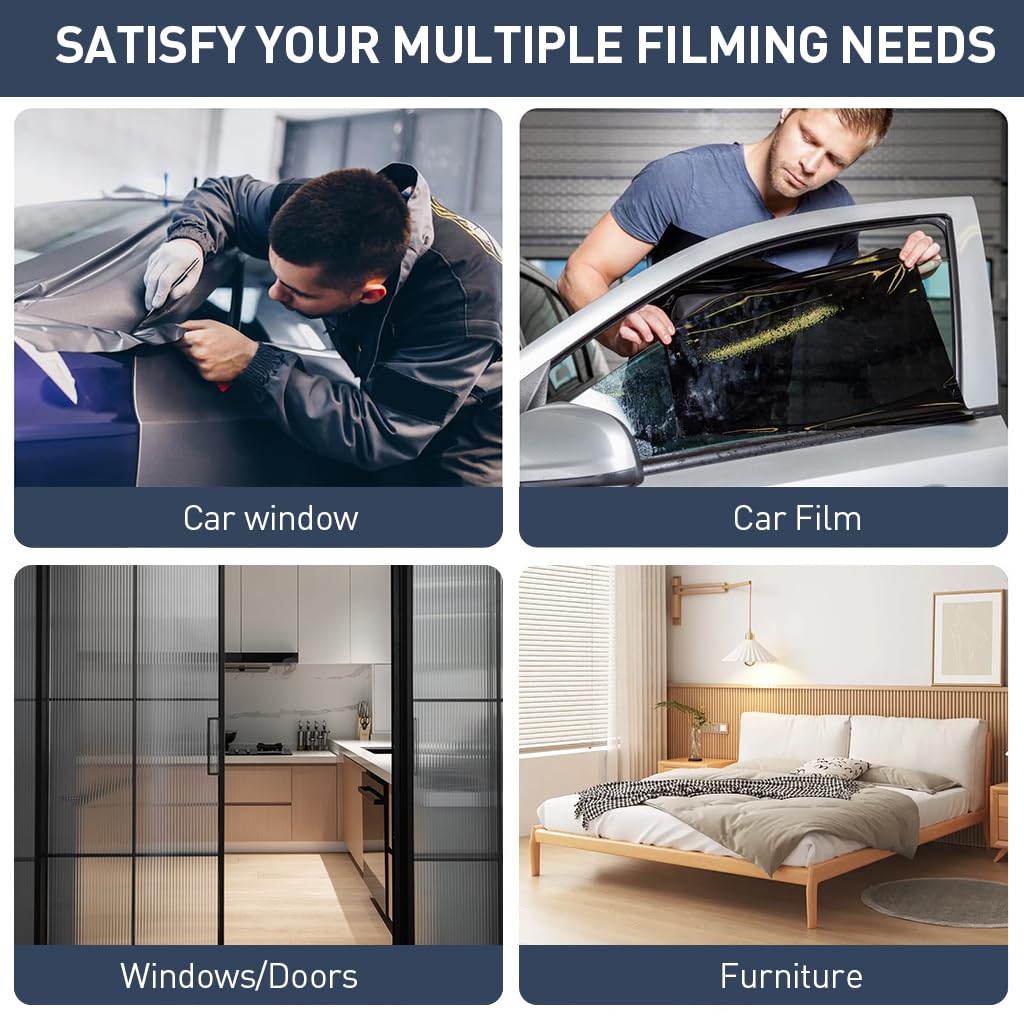 ZIBUYU Car Window Tint Tool Kit for Film Installation featuring Precision Cutters | 9 Pcs ABS and Rubber Set