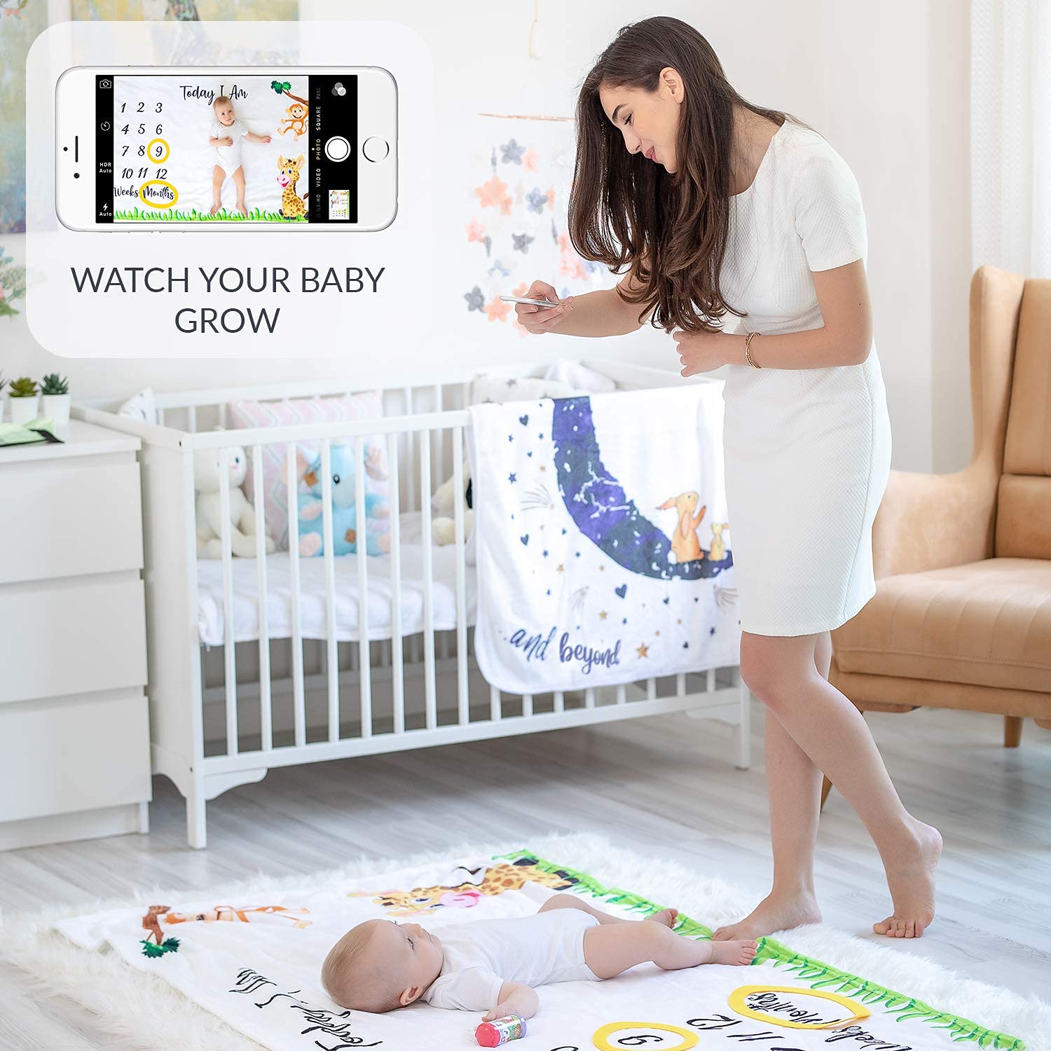 SNOWIE SOFT Flannel Baby Blanket for Monthly Pictures and Shower Gifts | Green Unisex