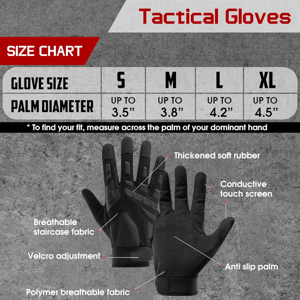 Optifit Tactical Gloves for Outdoor Work and Riding with Anti Slip Palm | Touchscreen Compatible