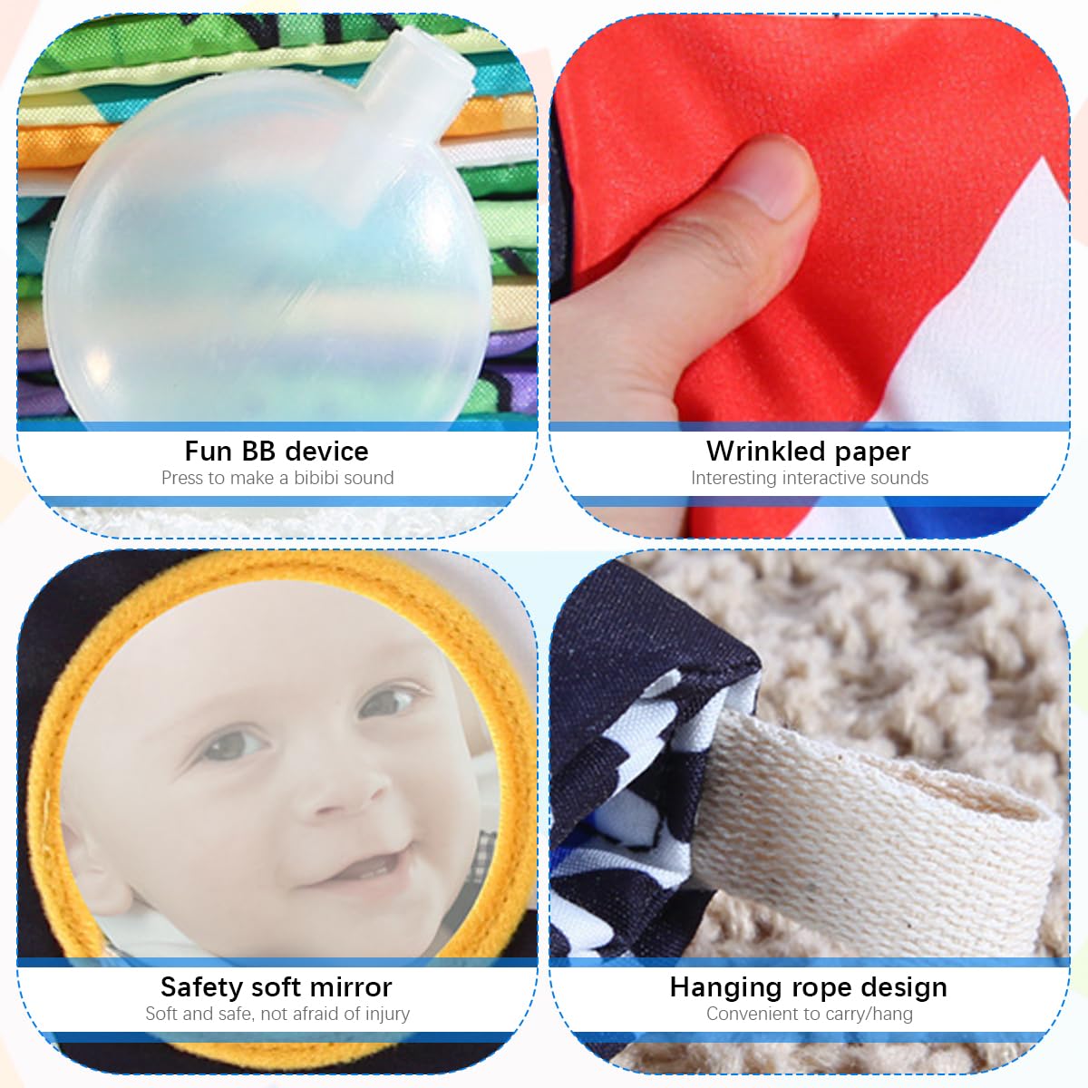 SNOWIE SOFT Cloth Books for Babies with Crinkle Pages and Squeaky Sound | Black and White Sensory Toy