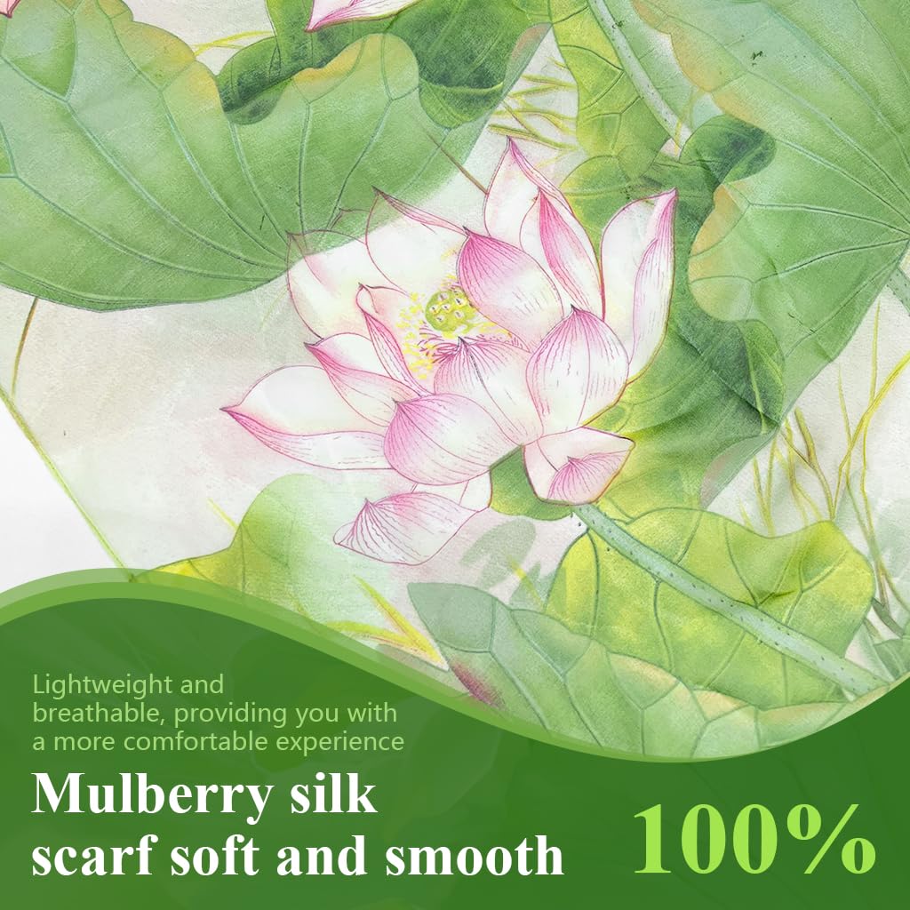 PALAY Shawl Scarf for Women with Lotus Print and Silk Like Polyester Fabric 50×160 cm | Elegant All Season Wrap