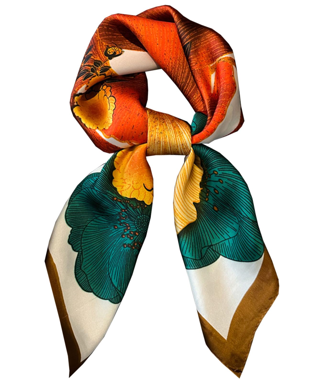 SANNIDHI® Hair Bandanas Scarf For Women Lightweight Fashion Neck Silk Satin Head Scarves For Sleeping Handbags Scarf - Patterned