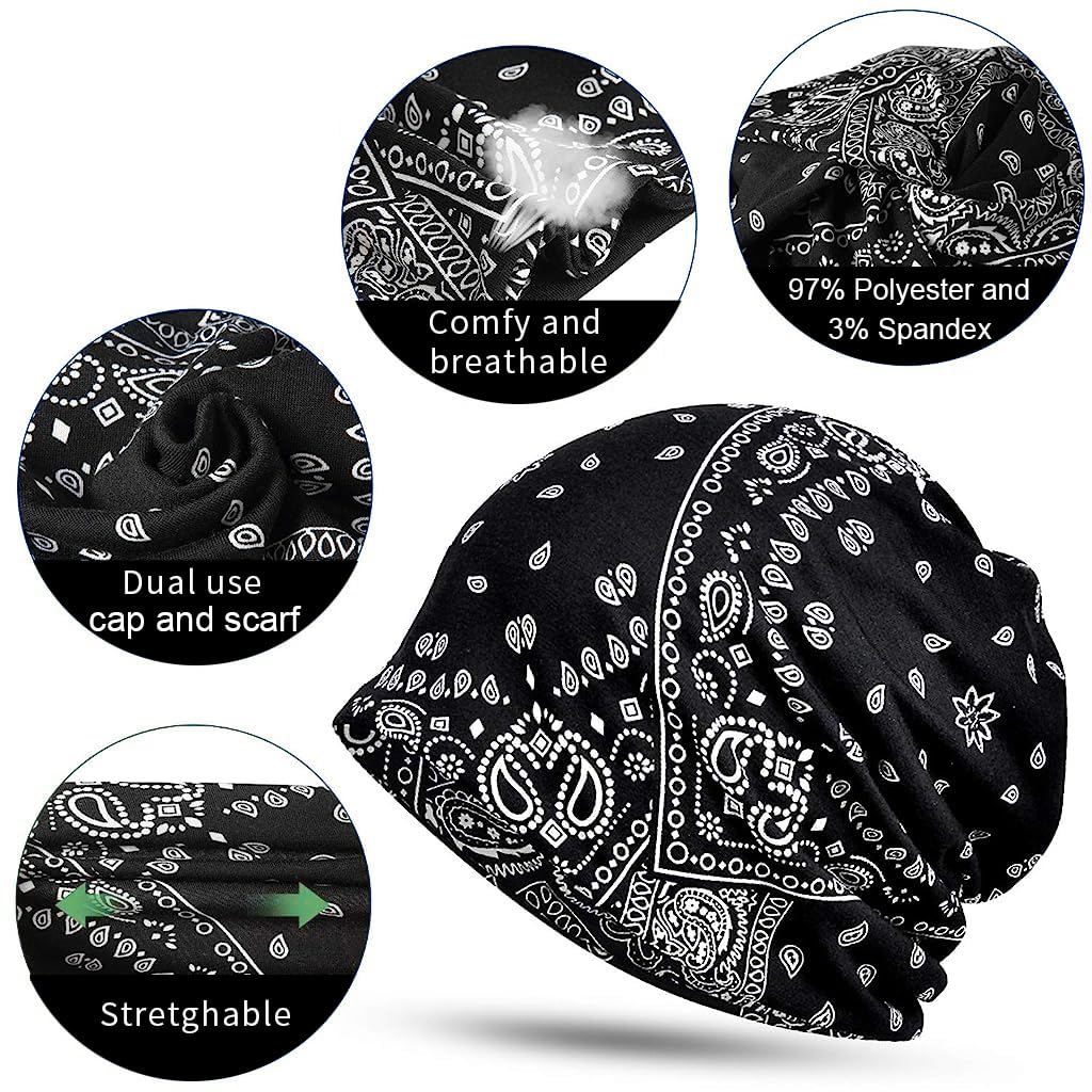 PALAY Slouchy Chemo Beanie for Women with Soft Stretch Double Layer Fabric | 2PCS Black