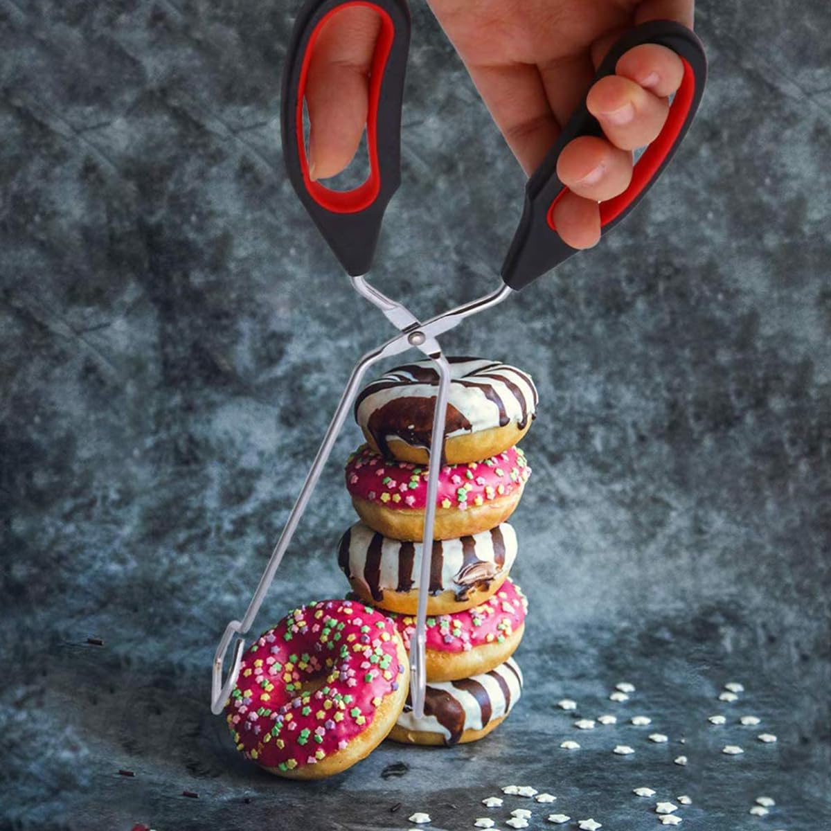 HASTHIP Kitchen Tongs for Grilling and Frying 12.9 in featuring Scissor Grip | 18/8 Stainless Steel