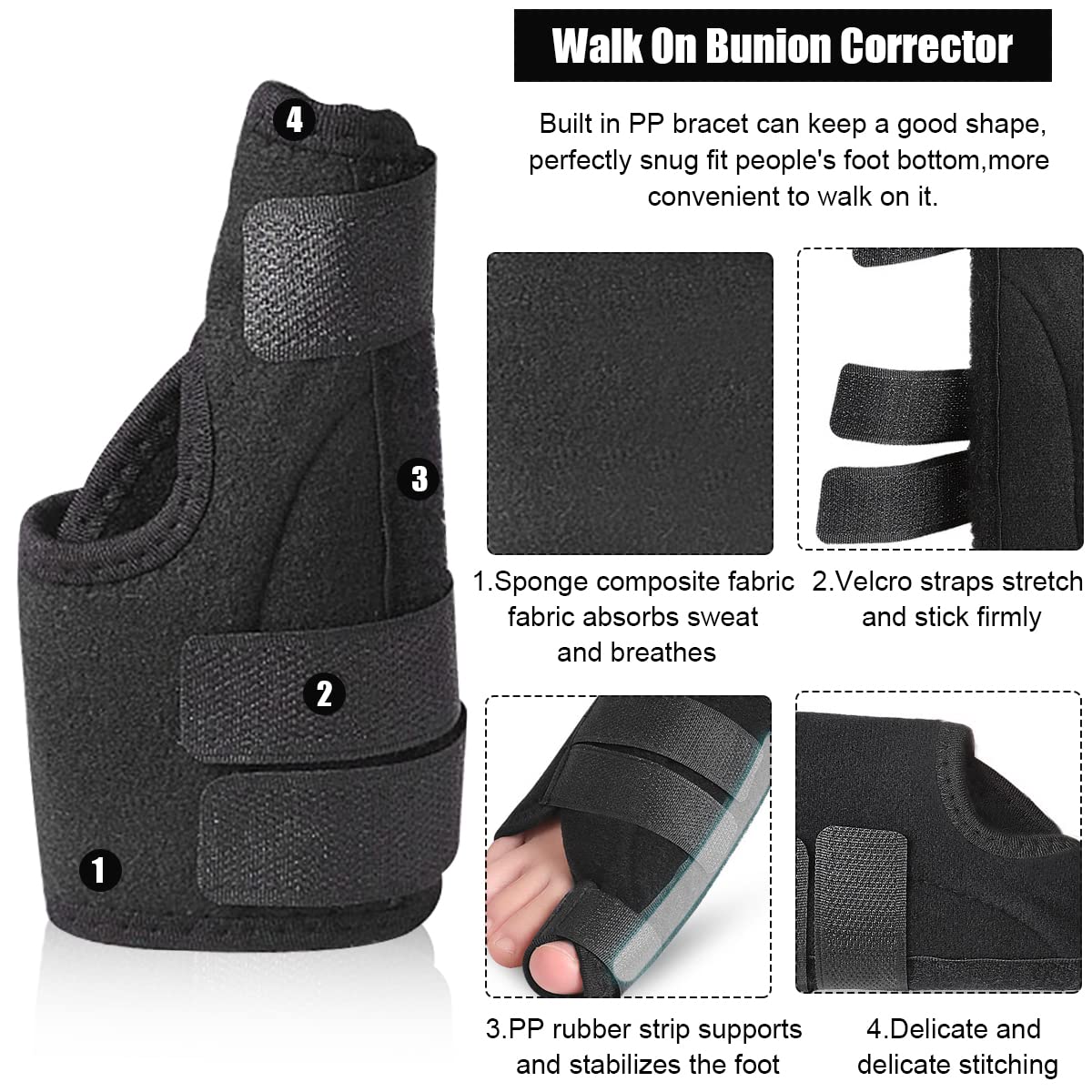 HANNEA Bunion Corrector, Hallux Valgus Splint, Bunion Splints and bunion Toe corrector, Bunion Correction Toe Separator With Support for Men and Women