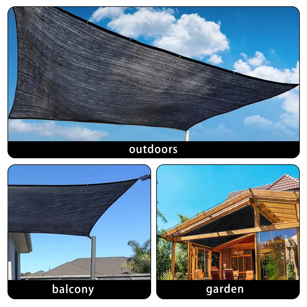 HASTHIP Garden Sun Shade Sail for Patio and Plants featuring 2×3m HDPE UV Cloth | Black