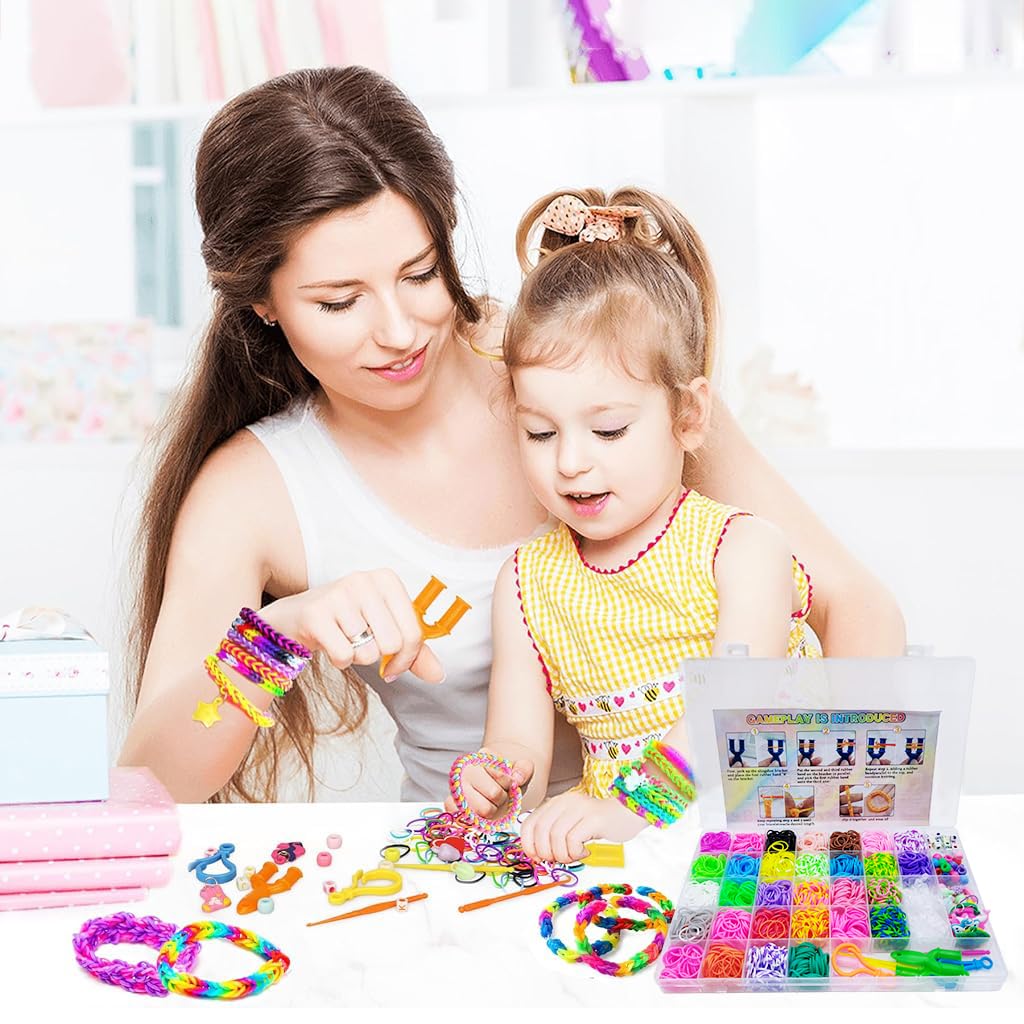 PATPAT Loom Bands Kit for Kids with 2500pcs Rubber Bands and Braiding Tools | DIY Bracelet Making Set