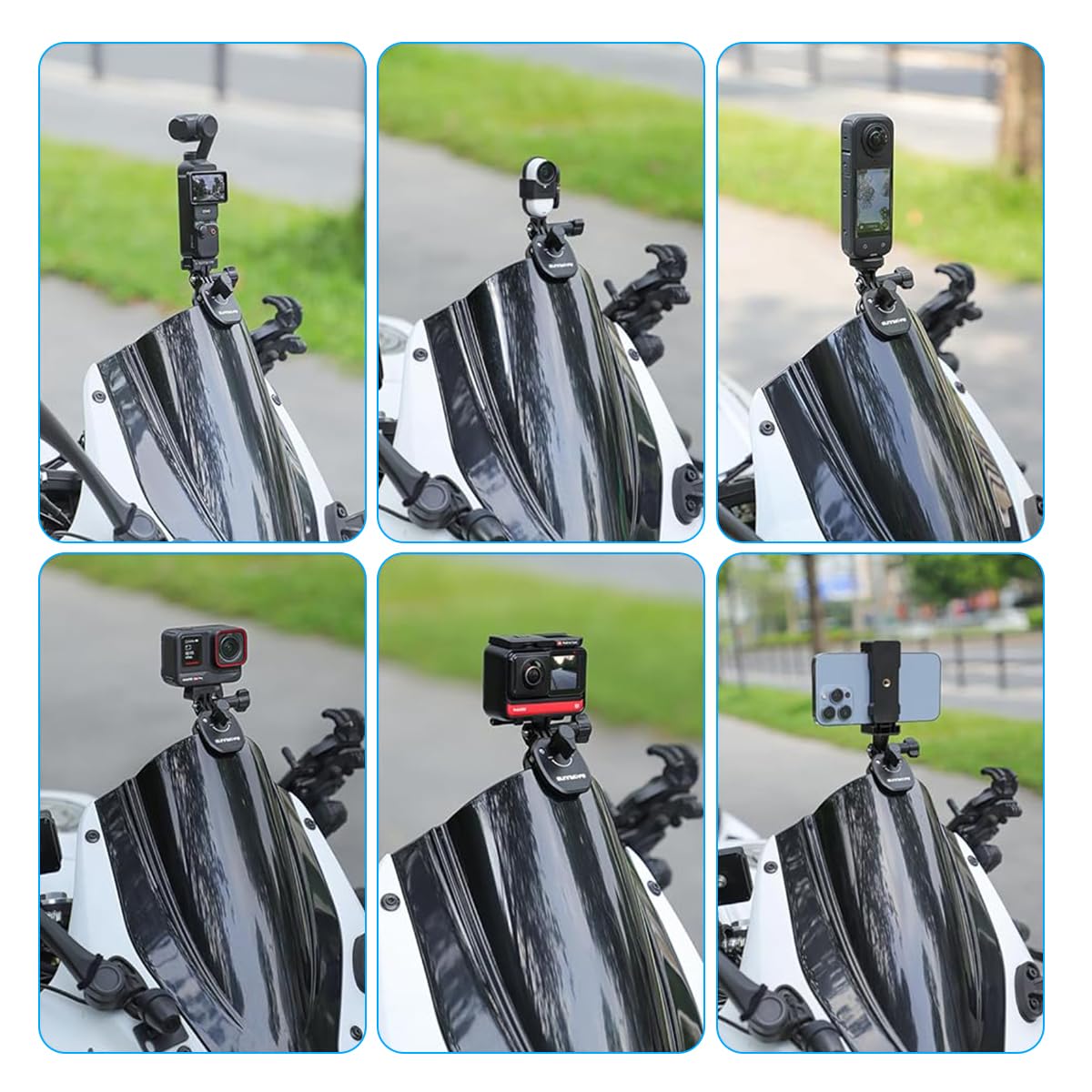 ZORBES Motorcycle Windshield Mount Clamp for Action Cameras with 180° Rotatable Aluminum Clip