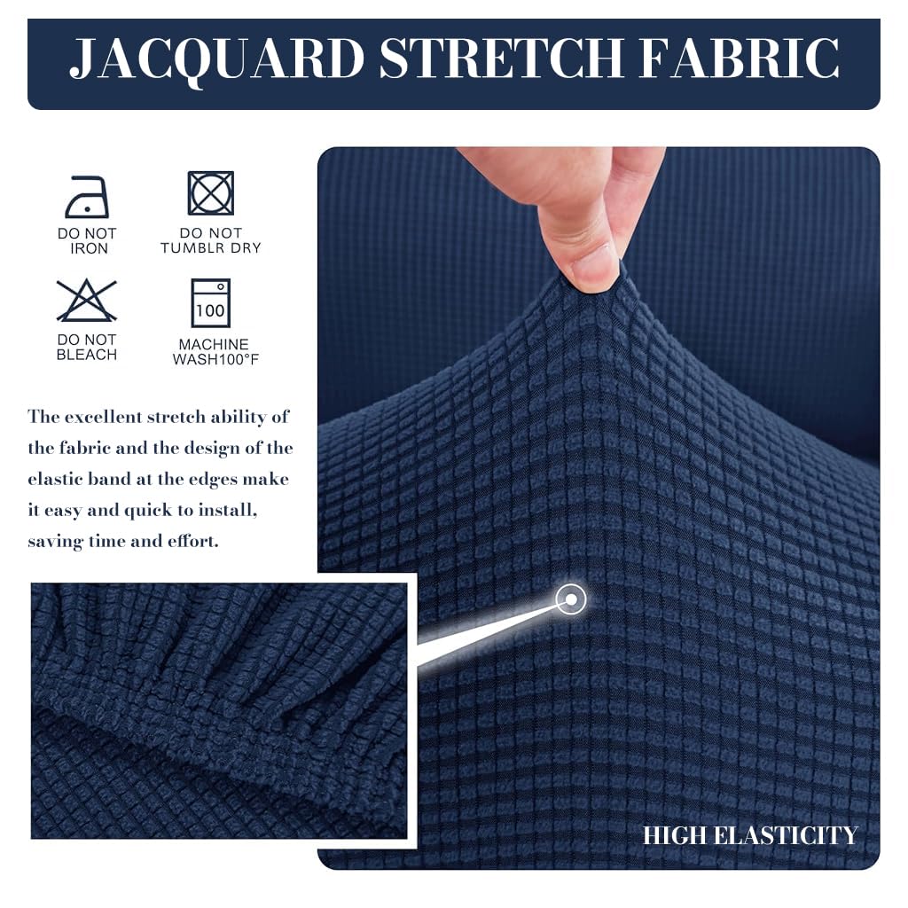 HASTHIP Sofa Seat Cushion Slipcover for Sofa or Meditation Mat 50–70cm with Stretchy Fit | Navy Blue Textured Cover