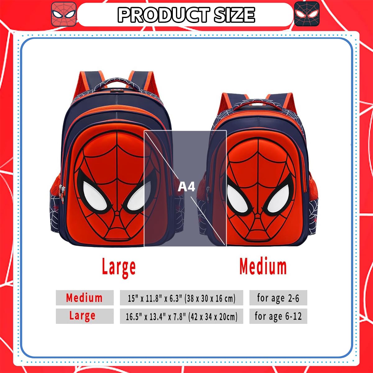 Venzina Toddler School Backpack 3D for Kids with Double-Layer 32x16x40cm Design | Waterproof