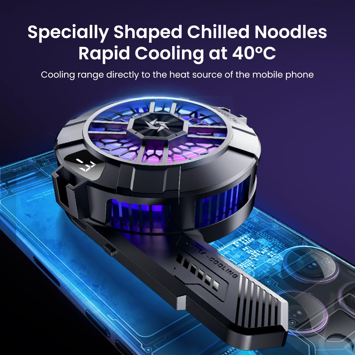 ZORBES Magnetic Phone Cooler for Gaming and Streaming with LED Clip | Real-Time Temp Display