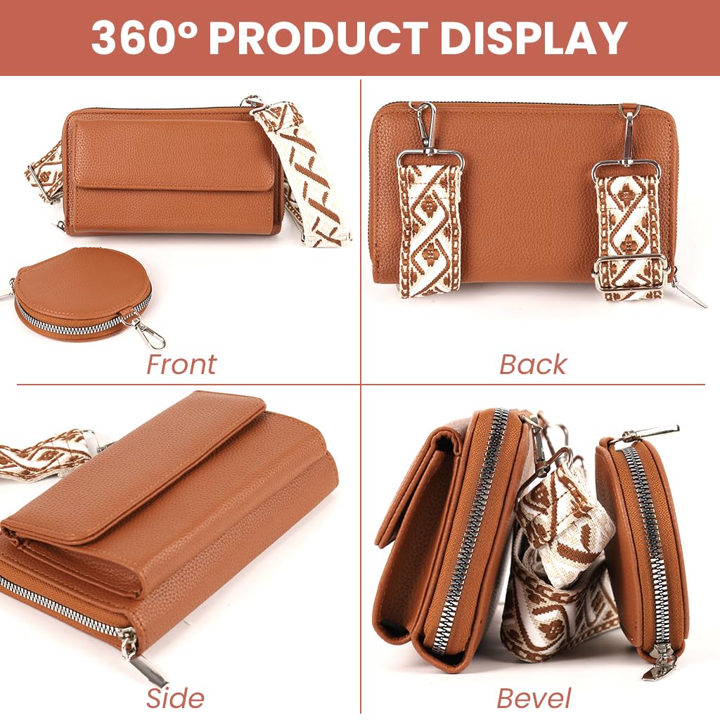 PALAY Women Crossbody Phone Bag with Double Security Zipper and Magnetic Snap | PU Leather Compact 19.5×12×5 cm Sling for Travel and Daily Use