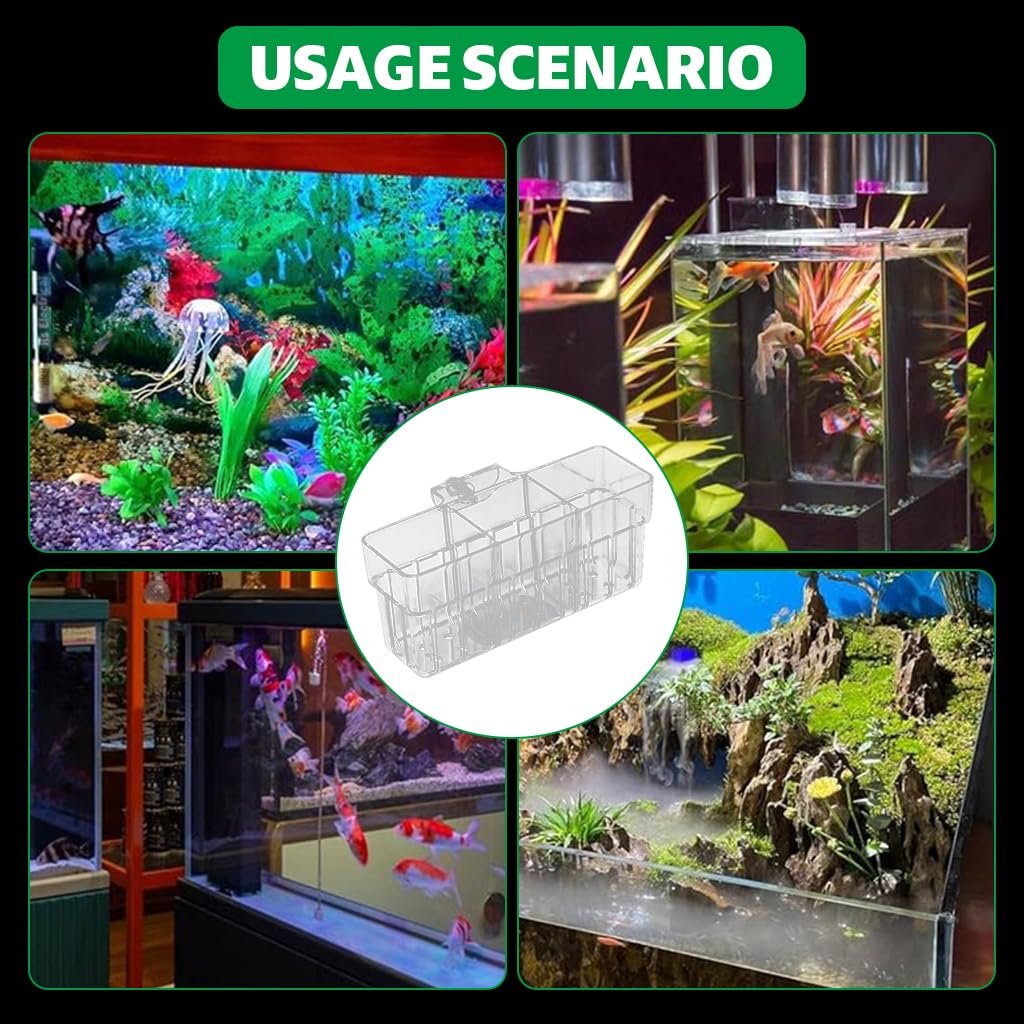 Qpets Aquarium Plant Basket for Fish Tank with 3 Compartments and Screw-Fixed Acrylic Design