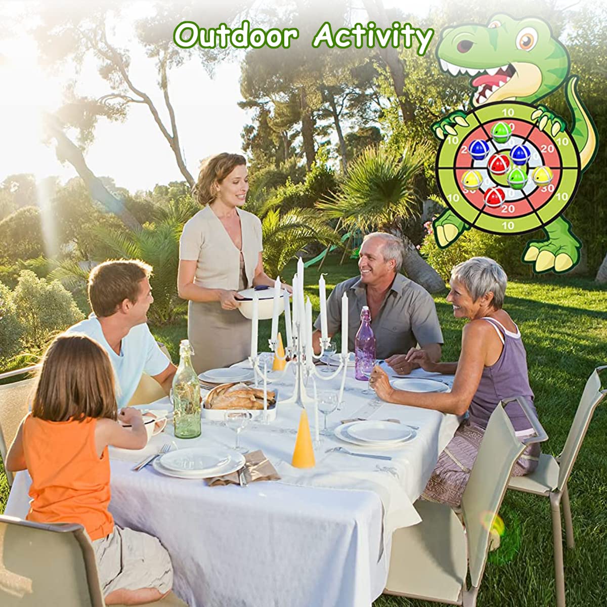 PATPAT Dart Board Dinosaur Toys for Kids with 12 Sticky Balls for Indoor and Outdoor Play