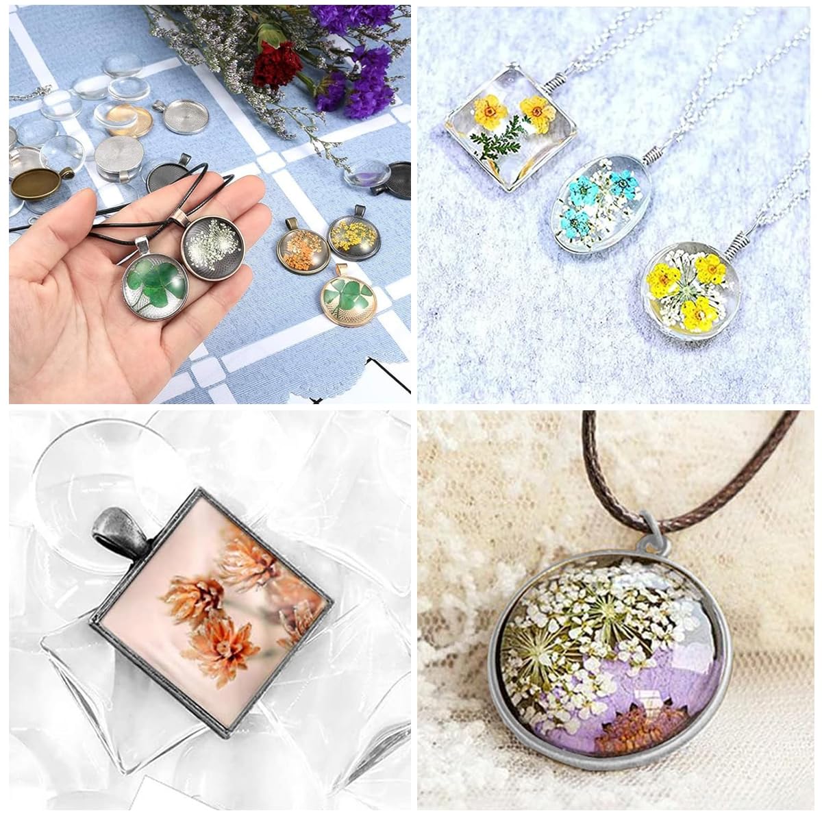 HASTHIP Resin Molds Set for DIY Jewelry Making with 35 Pcs and 7 Style Metal Pendant Trays