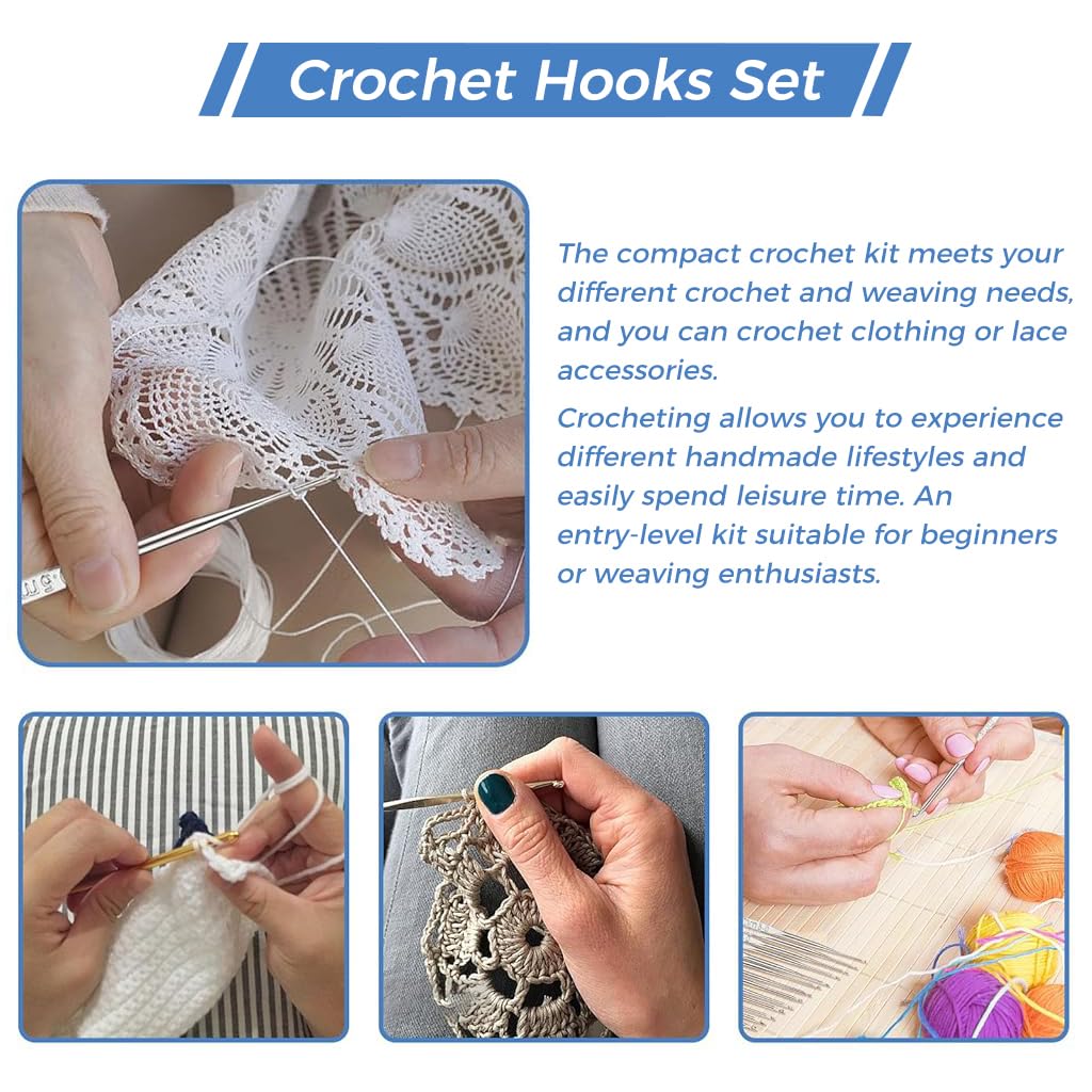 HASTHIP Crochet Hooks Set for DIY Projects with 80 Accessories and Ergonomic Handles | 0.5–10mm Aluminum Hooks in Storage Bag